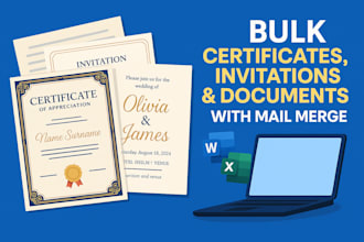 bulk generate certificates, invitations, or documents using mail merge templates