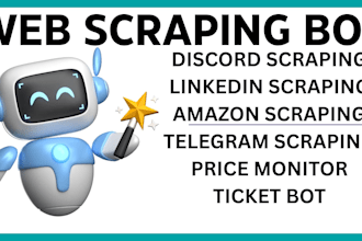 build web scraping bot, amazon scraping bot, discord scraping, api scraping bot