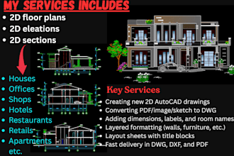 draw your architectural floor plans in auto cad 2d