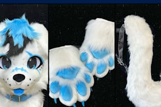 make custom full fursuit, cosplay head, mini partial, hand paw tail fursuit