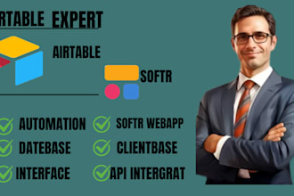 setup airtable database, softr wbapp, airtable automation, and client portal