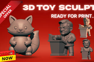 sculpt 3d print ready toy, statue, mascot, cnc, anime figures for 3d printing