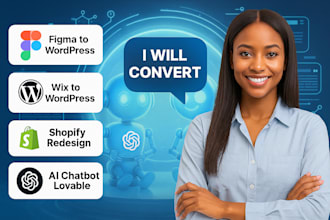 convert figma to wordpress wix to wordpress shopify redesign ai chatbot lovable