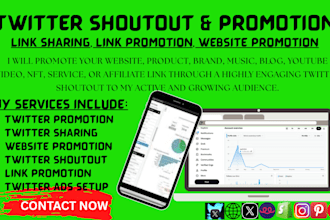 do twitter shoutout, website promotion, sharelink to 80m USA UK ig fb audience
