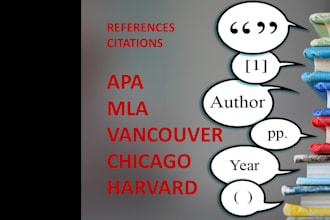 edit reference lists and citations apa,mla, chicago, harvard