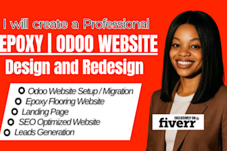 build odoo epoxy flooring website erp module leads landing page design redesign