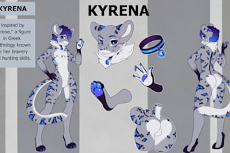 design custom furry reference sheet for fursona, anthro, nsfw, sfw, furry badges