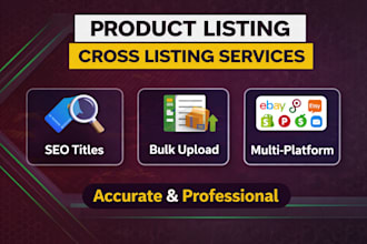 do professional product listing and cross listing for ecommerce stores