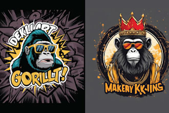 design retro t shirt monkey gorilla logo