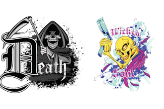 design skull graffiti logo with typography vector illustration
