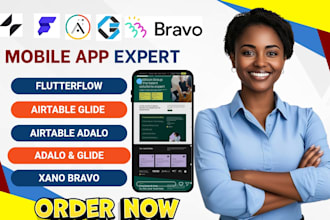 develop mobile app with flutterflow airtable adalo glide softr appsheet kintone