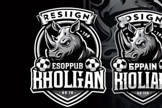design esport football hooligan rhinoceros logo