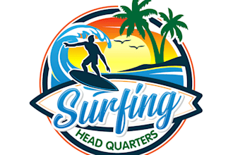 create wonderful surfing logo design