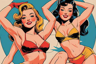 pin up girl and pin up girl illustration