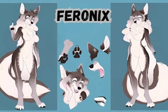 create nsfw furry ref sheet for your oc, furry couple, gay furry, furry bara