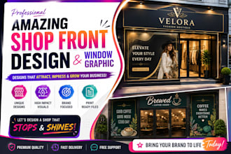 create amazing outstanding shop front design, window graphic