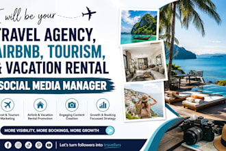 be your travel agency, airbnb, tourism, and vacation rental social media manager
