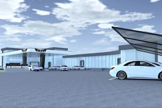 renovate 3d gas station,rv park,plaza,exteriorcharging station,any exiting space