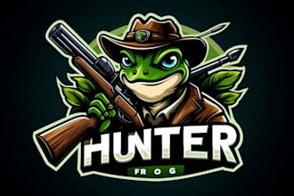 do hunter frog logo with t shirt and editable source files