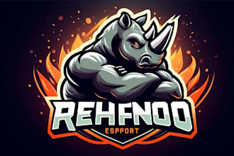 make unique rhino logo with tshirt design and free revisions