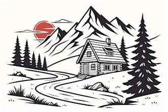 design awesome mountain lodge logo with unlimited revision
