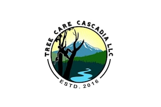 design premium tree care mountains rivers trees logo