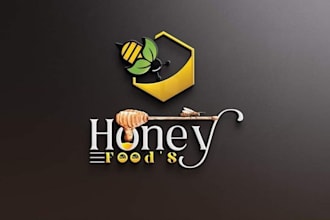 unique eye catching honey bee logo label design