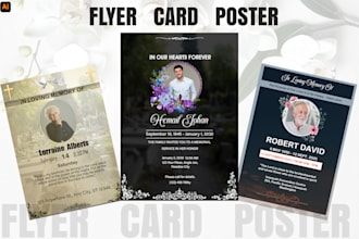 design a funeral, obituary, or memorial flyer in 24 hours