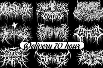 draw black brutal horror heavy death metal logo design for t shirt in 12 hr