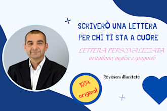 lettere emozionanti su misura in italiano, inglese o spagnolo