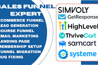 sales funnel landing page on gohighlevel systeme io samcart thrivecart simvoly