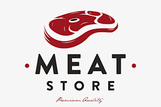 make eye catching classic meat shop logo in my style