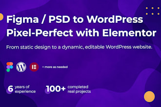 convert figma or PSD to wordpress with elementor