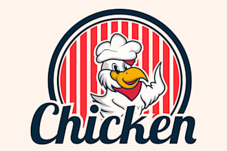 make eye catching fried chicken rooster logo with unlimited revision