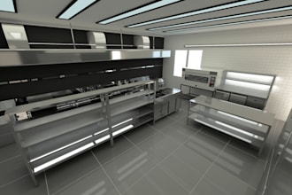 design realistic 3d commercial kitchen layouts and renders