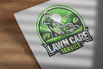 custom lawn care logo design landscaping, gardening and mowing branding