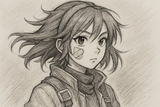 design custom character cartoon portraits comic characters with pencil drawing