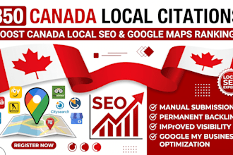 create 350 canada local citation  directories submissions for local seo