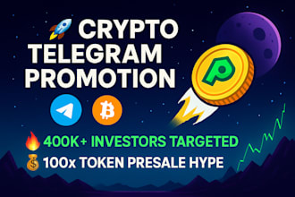do telegram promotion, crypto promotion, 100x token presale for massive sellout