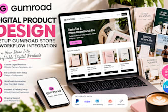 design gumroad digital products, setup gumroad store workflow integration store