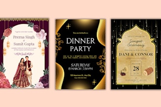 design wedding , nikah , walima and birthday invitations