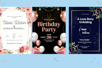 design an elegant nikkah, walima or wedding invitation card