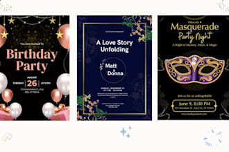design wedding , nikah , walima and birthday invitations