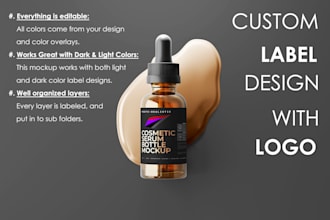 do cosmetic product logo, label, packaging and mockup design