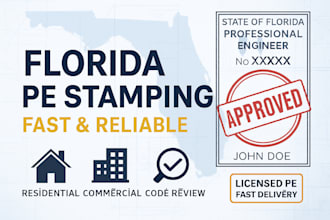 review and provide pe stamp for florida residential and commercial drawing