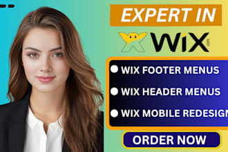 fix or redesign your wix footer menus, wix header menus, wix mobile redesign