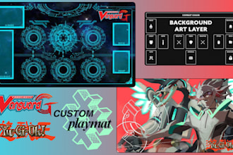 design anime, fantasy, tcg playmat, mtg, yugioh, pokemon, battle mat, mouse pad
