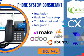 setup voip asterisk vicidial vitalpbx ubuntu 3cx freepbx five9  make com