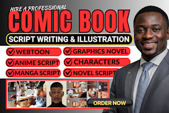 do your comic book script writing, panel by panel dialogue for graphics novel