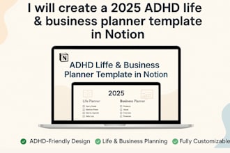 design adhd planner life business planner notion template,canva daily planner